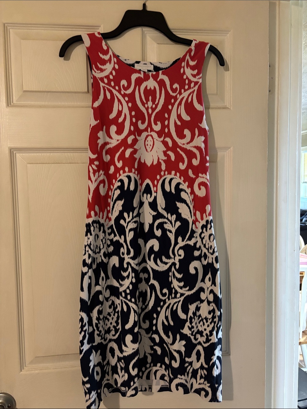 Charter Club Red, White & Navy Patterned Midi Shift Dress